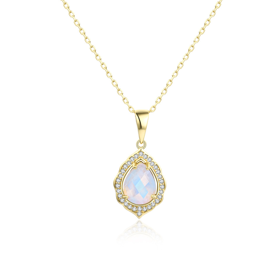 Pendentif pour femme en argent 925, pierre de lune AAA, cubic zirconium - ADELE-Y - Pinkalie