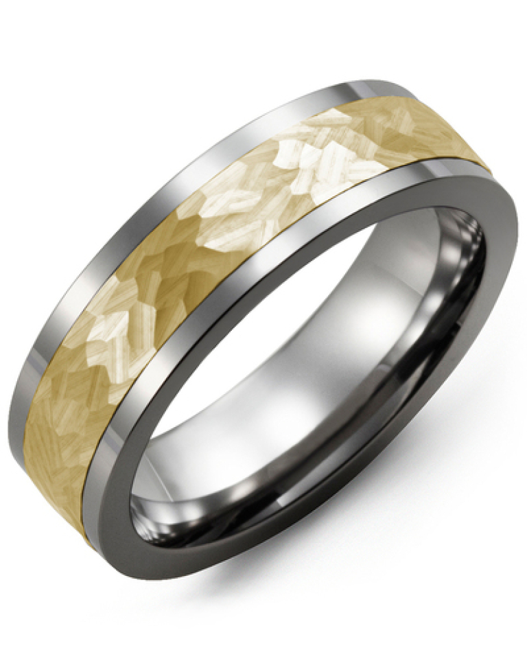 Bague pour homme en or 10k et tungstène - MBE710TY - Madani