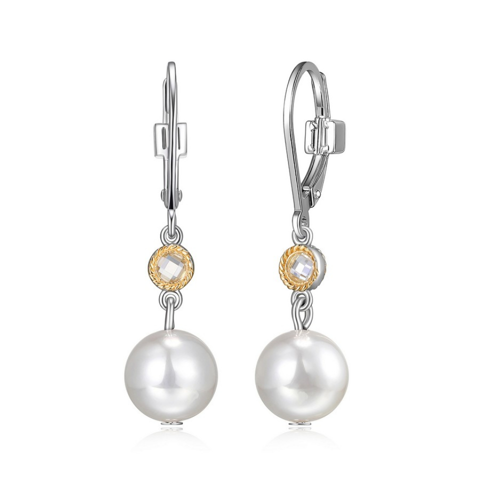 Boucles d'oreilles pour femme en argent 925, zircons, perles, crochet - R2LCJ89503 - ELLE
