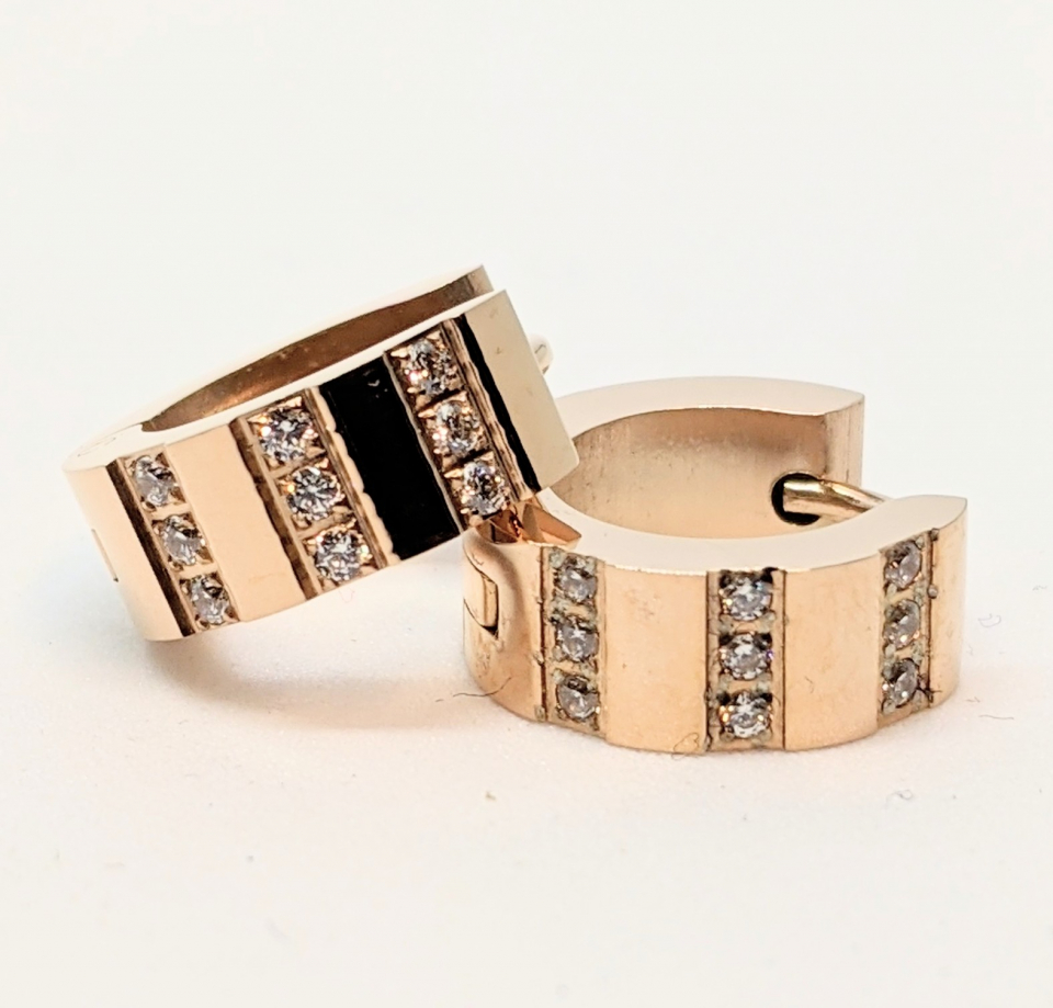 Boucles d'oreilles stainless, huggies - BO-NATH014-R - Nathalie Belanger