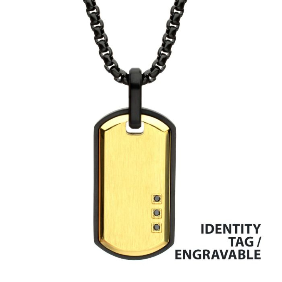 Pendentif pour homme en stainless, spinelles, médaillon - SSP994GKNK - Inox