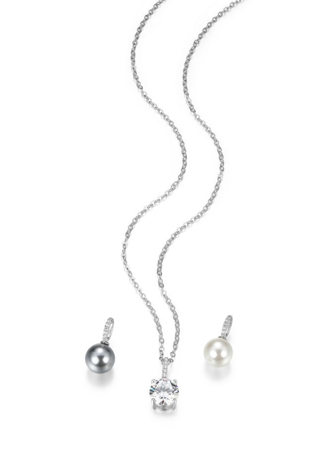 Ensemble de trois pendentif pour femme en argent 925, perles, cubic zirconium - R3AWEL96Y0 - Reign