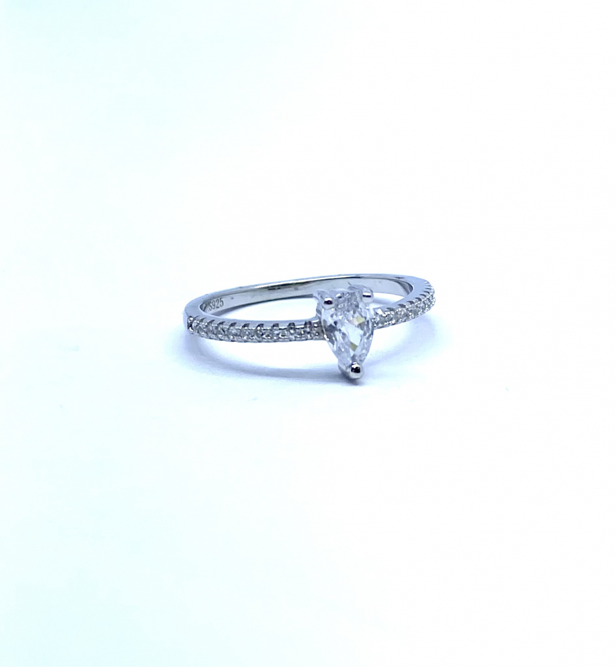 Bague pour femme en argent 925, zircons coupe poire - BG0294 - Danny's silver