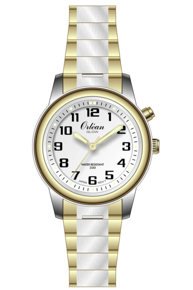 Montre pour femme en stainless, bracelet élastique, 3ATM, lumière - ME3646 - Orléan