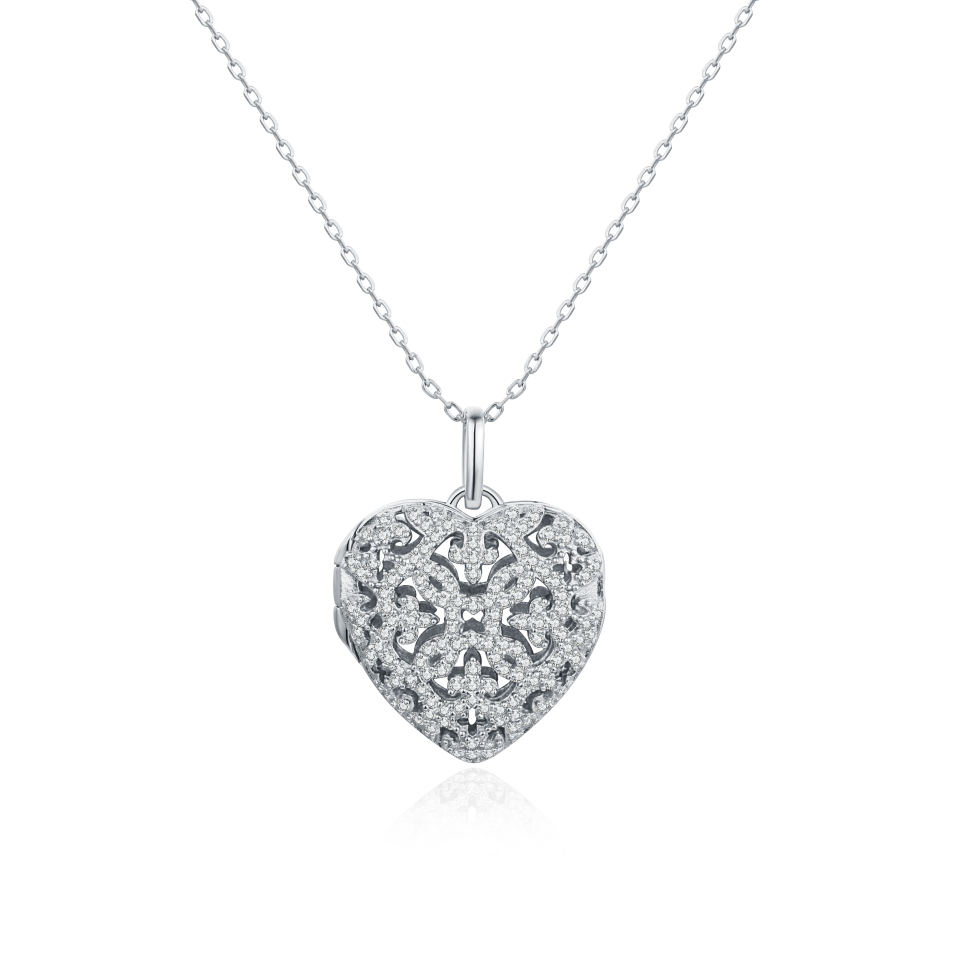 Pendentif pour femme en argent 925, cubic zirconium, coeur, locquet - AMELIA-S - Pinkalie