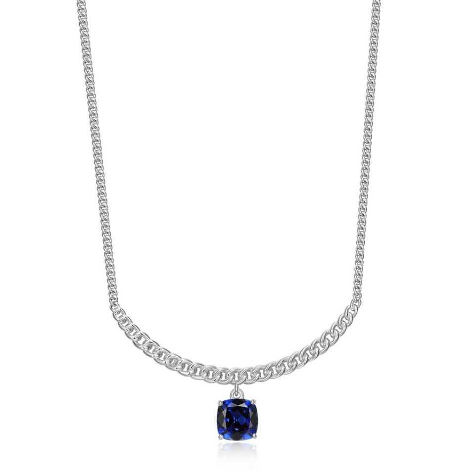 Pendentif pour femme en argent 925, saphir laboratoire - R0LBZ20246 - ELLE