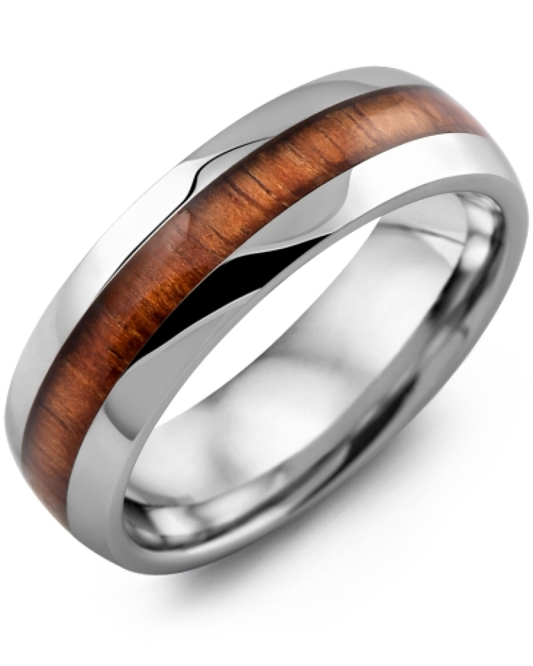Bague pour homme en tungstène et bois koa - MHB700TD - Madani