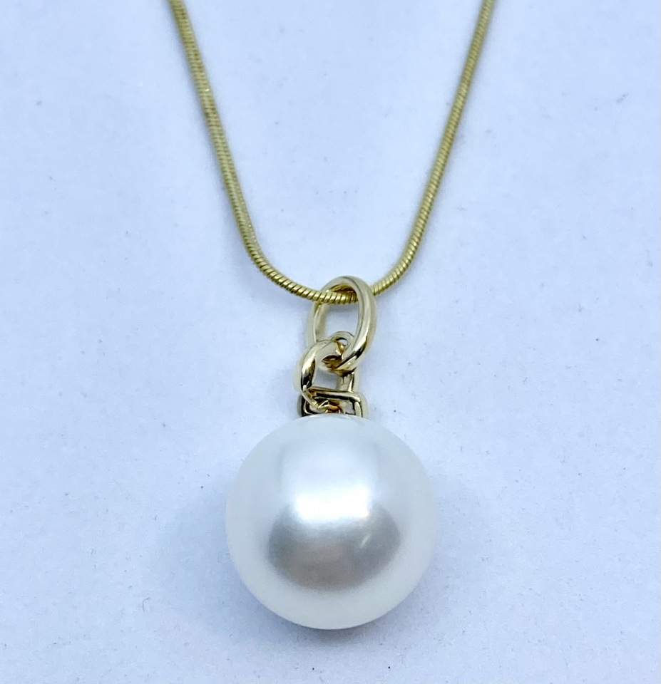 Pendentif pour femme en or 14k, perle d'eau salée 13mm - 12989 - Divers