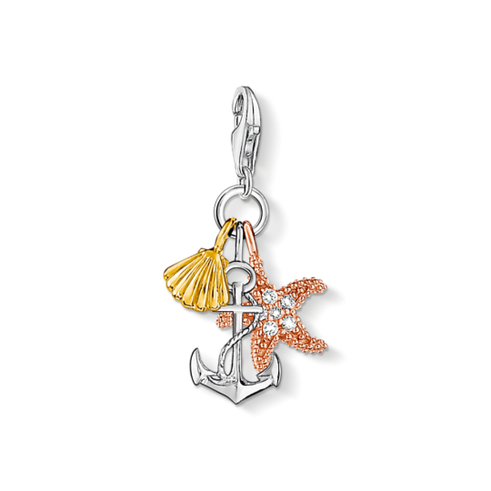 Breloque pour femme en argent 925, cubic zirconium, étoile de mer, ancre. coquillage - 0919-425-14 - Thomas Sabo