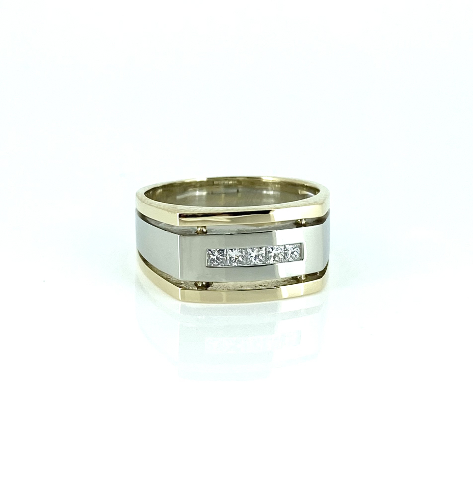 Bague pour homme en or 14k, 5 diamants SI-1 pour 0.50 carat - BG0319 - REC