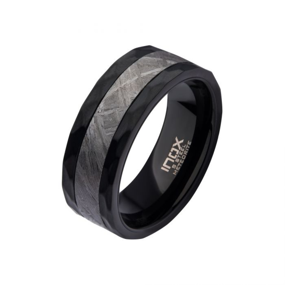 Bague pour homme en météorite et stainless - FRMT1379-09 - Inox