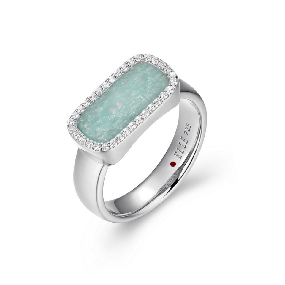 Bague pour femme en argent 925, cubic zirconium, malachite - R4LAK4GUAC - ELLE