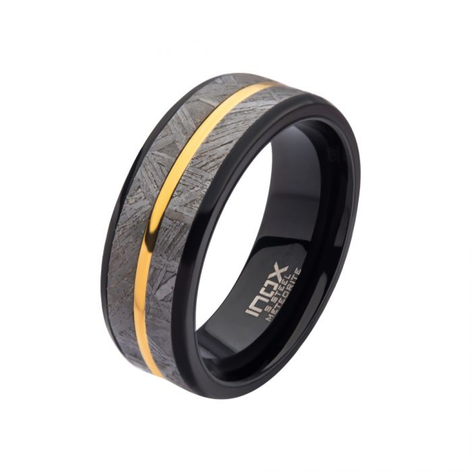 Bague pour homme en météorite et stainless - FRMT1386K-11 - Inox