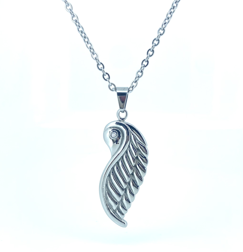 Pendentif pour homme en stainless,, cubic zirconium, aile - SSP43071L - Inox