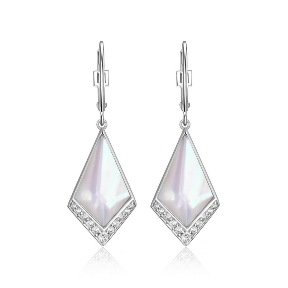 Boucles d'oreilles pour femme en argent 925, nacre de perle,crytals, zircons, crochets - R2LCL9GV03 - ELLE