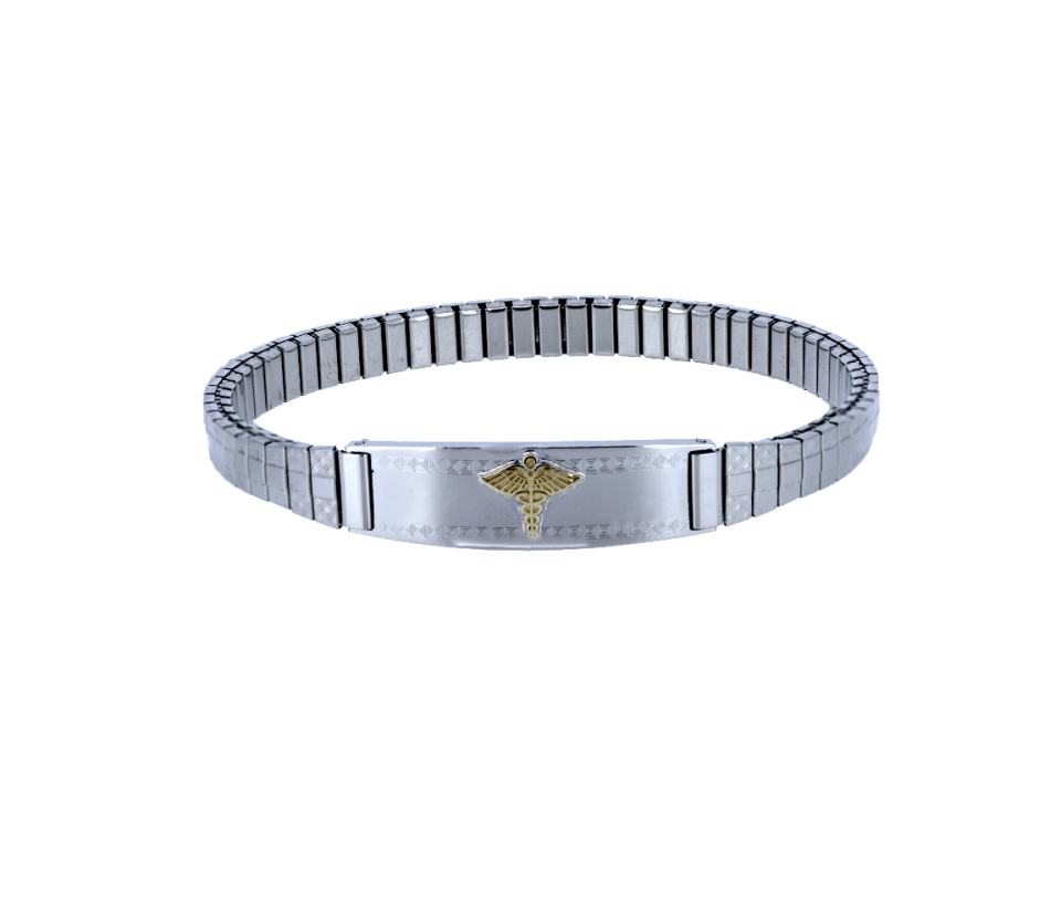 Bracelet médical élastique pour homme en stainless