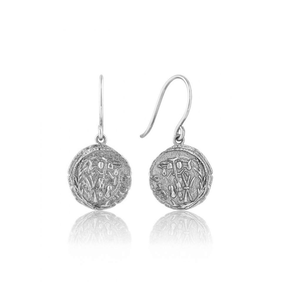Boucle d'oreille argent 925, médaillon, crochet - E009-05H - Ania Haie