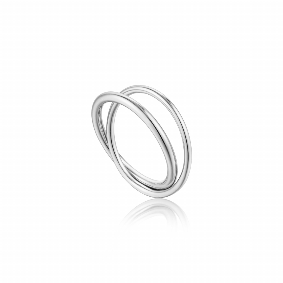Bague pour femme en argent 925, 2 anneaux entre-croisées - R002-01H-50 - Ania Haie