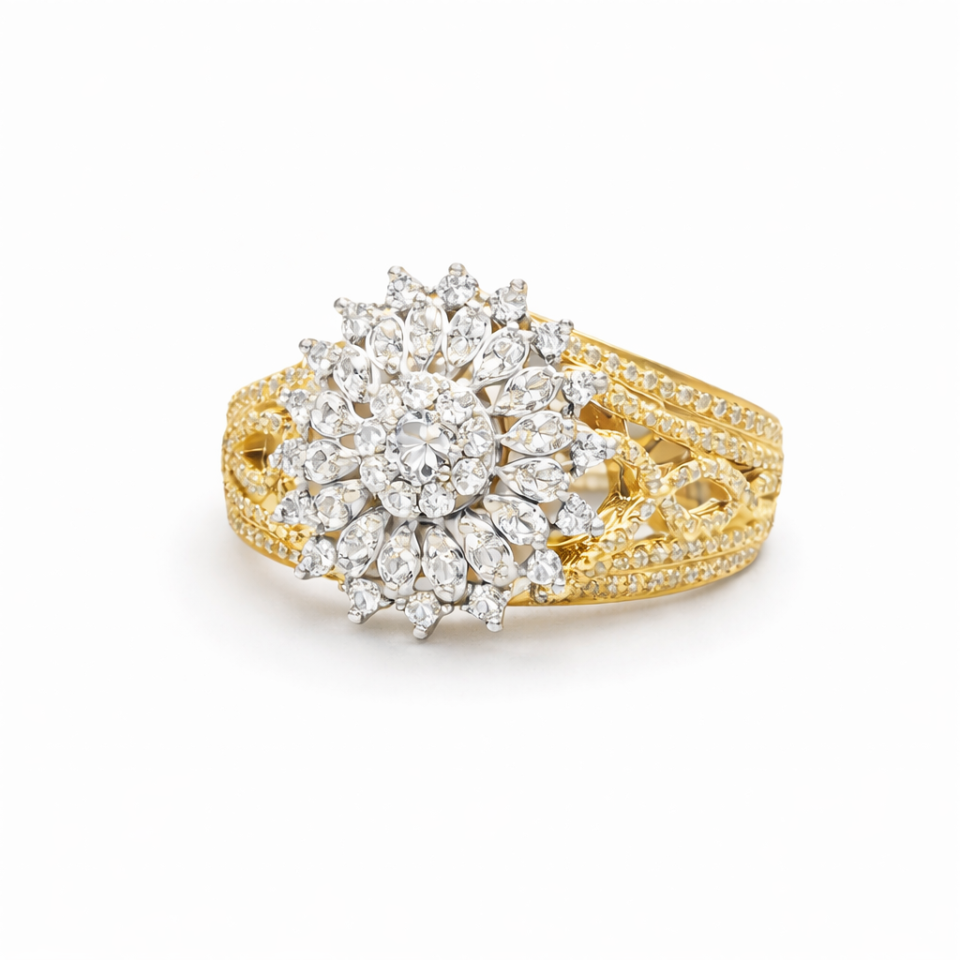 Bague pour femme en or 10k, 247 diamants naturels pour 1.04 carat (246=0.99+1=0.05) - R522140-104 - Image Design