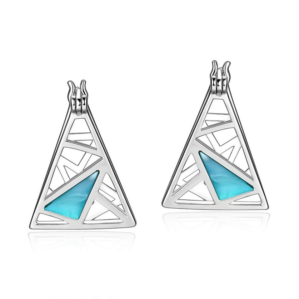 Boucle d'oreille argent 925, triangle, fourchette