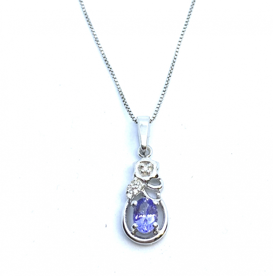 Pendentif pour femme en argent 925, zircons, tanzanite - PD-549-TZ-D3 - Genius Diamond LTD