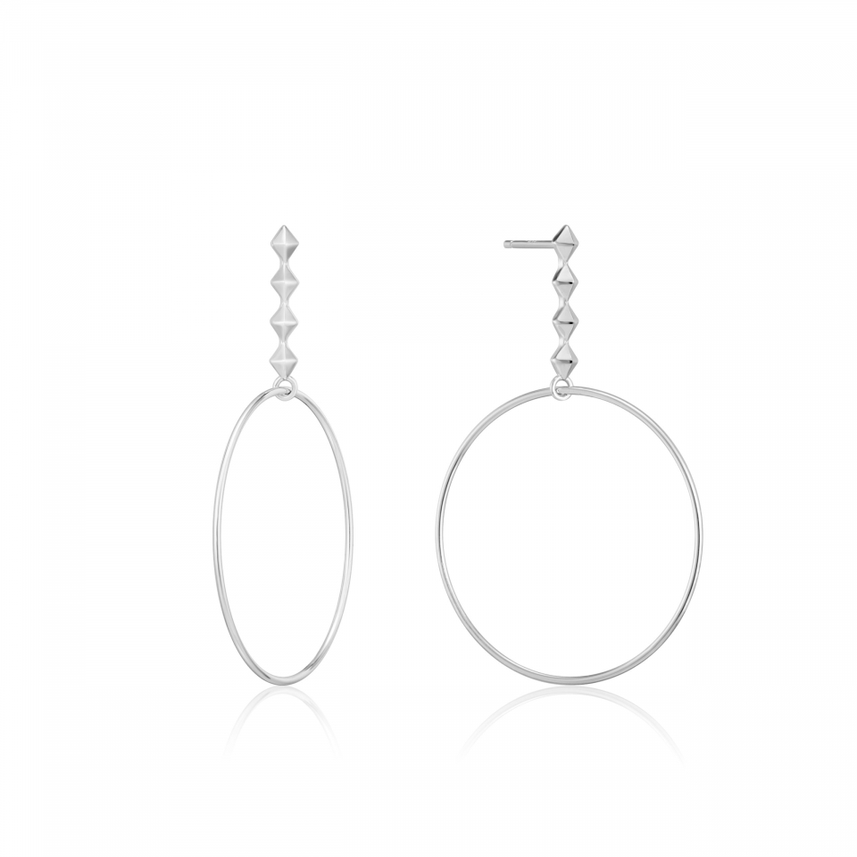 Boucles d'orelles argent 925, 4 losanges, anneau - E025-04H - Ania Haie