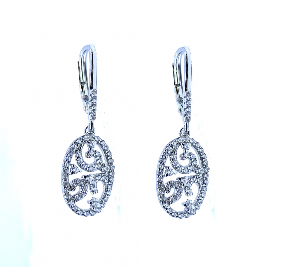 Boucles d'oreilles pour femme en argent 925, zircons, crochet - BO286 - Danny's silver