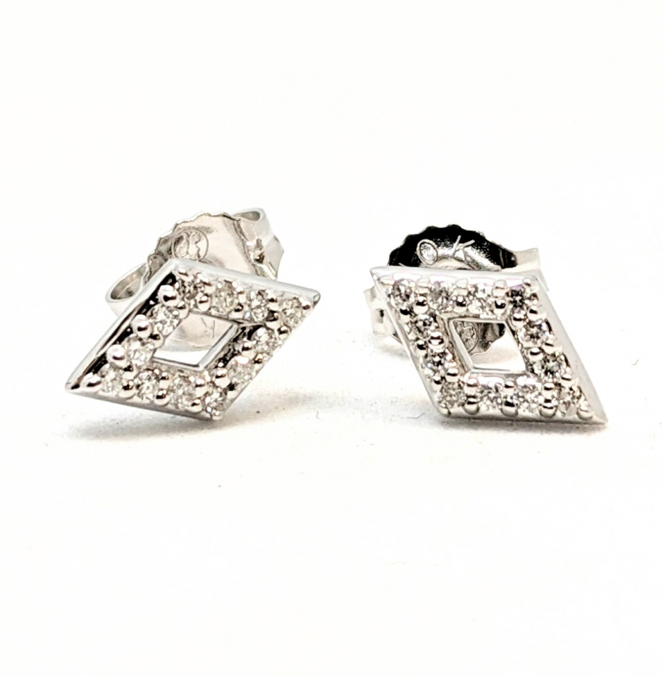 Boucles d'oreilles en or 10K, 24 diamants pour 0.14 carat, losanges - BO107 - Corona