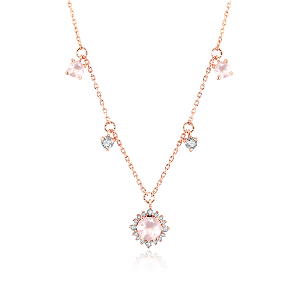 Pendentif pour femme en argent 925, quartz, cubic zirconium - LAURY-R - Pinkalie