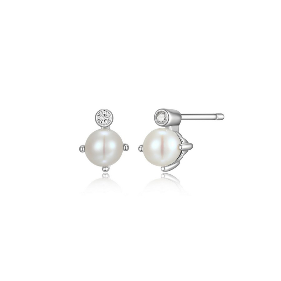 Boucles d'oreilles pour femme en argent 925, perles, diamants laboratoires - R2LCQ94558 - ELLE