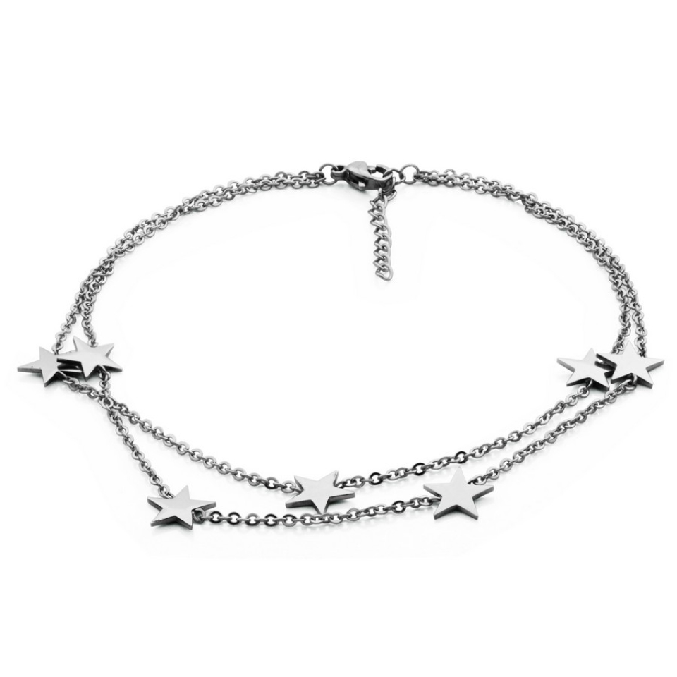 Chevillère pour femme en stainless, étoiles - T1X8940190 - Steelx