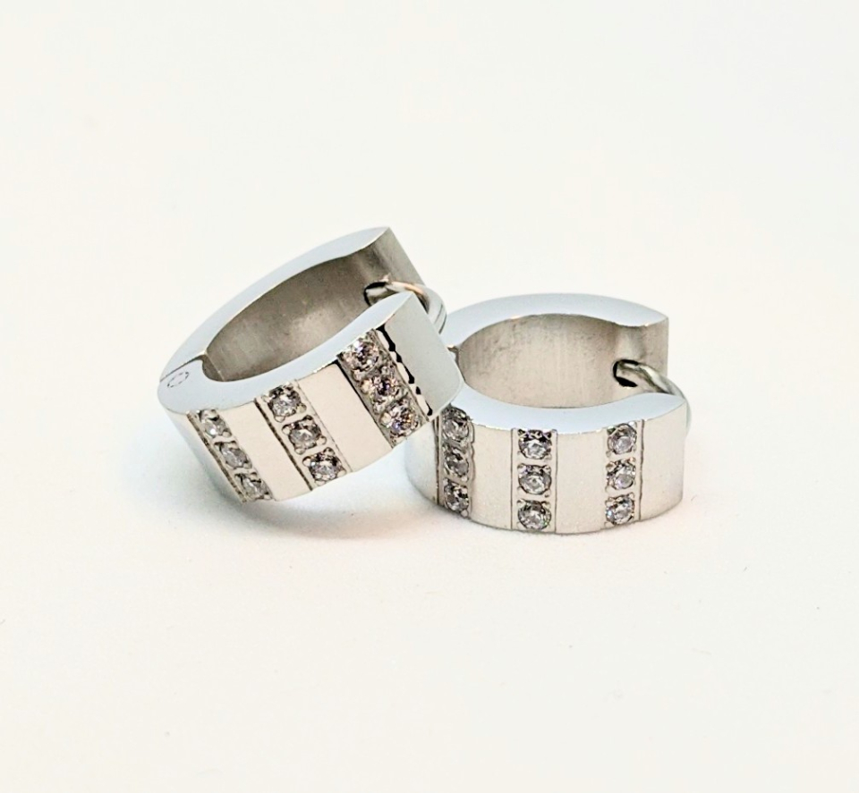 Boucles d'oreilles stainless, huggies - BO-NATH014-W - Nathalie Belanger
