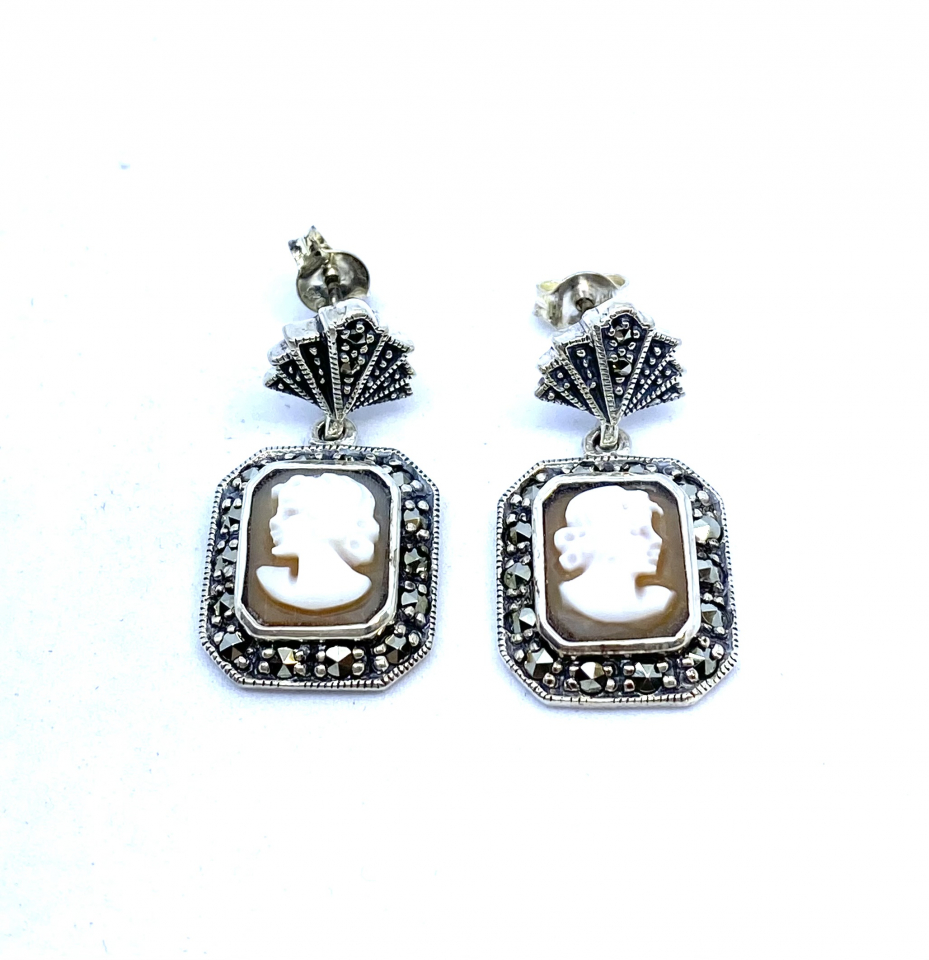 Boucles d'oreilles pour femme en argent 925, camée - KIT01-925-E - Divers