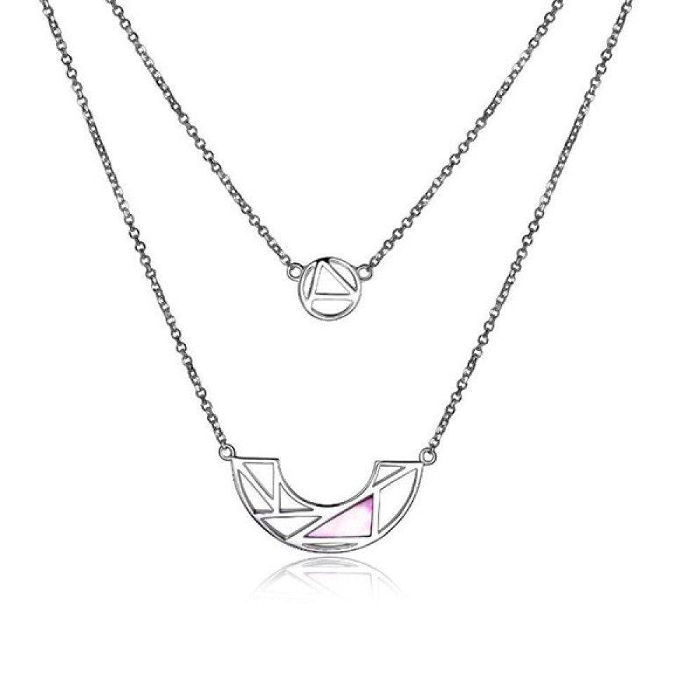 Pendantif argent 925, double, formes triangles, demi-cercle - R0LB8YBB44 - ELLE