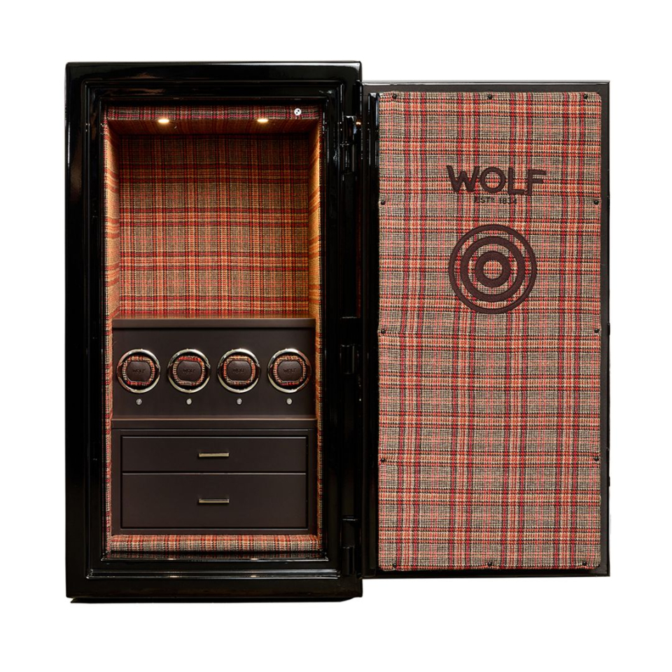 Coffre-fort pour montres et précieux en stainless et cuir végétarien, bluetooth, 730 livres - ATLASBROWN - Wolf