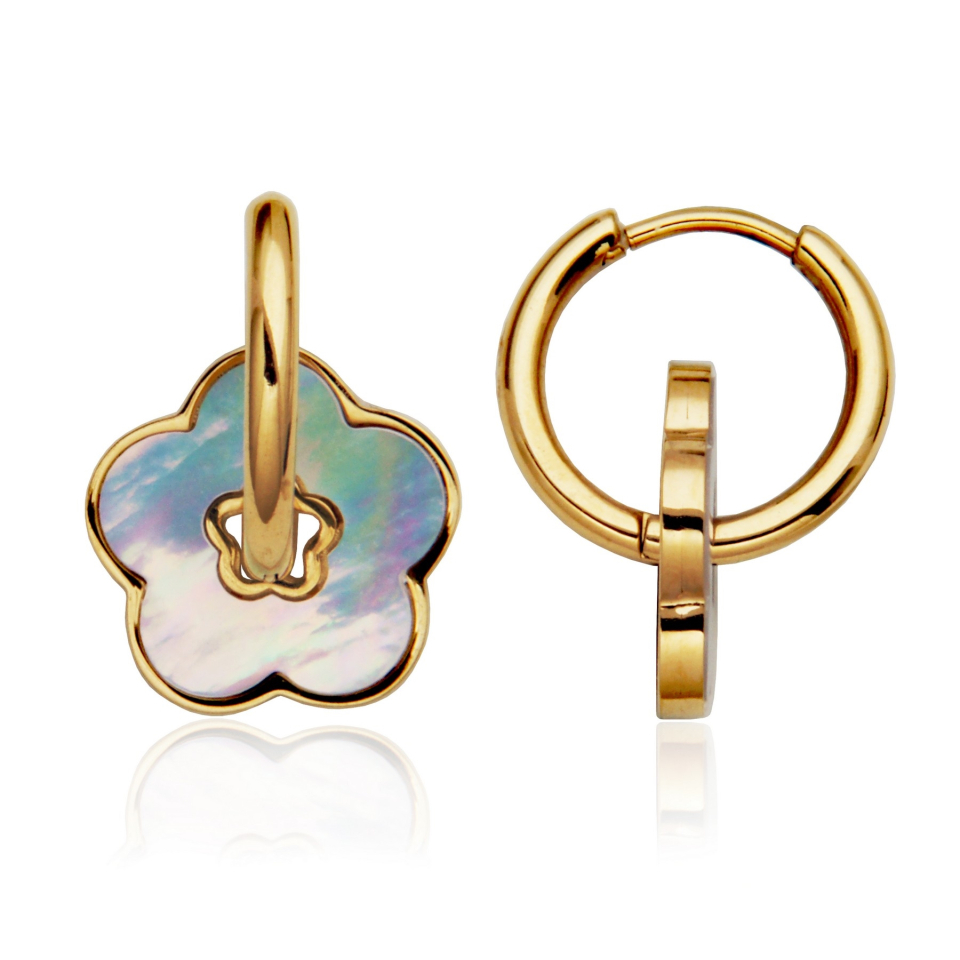 Boucles d'oreilles pour femme en stainless, nacre de perle - T2XH330200 - Steelx