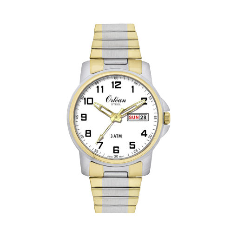 Montre pour homme en stainless, bracelet élastique, 3ATM, date, jour - ME3314 - Orléan
