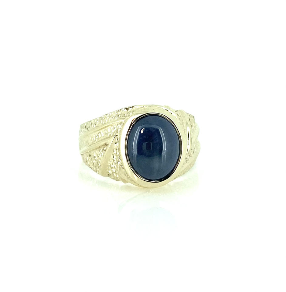 Bague pour homme en or 10k, saphir étoilé 10x8mm - BH71 - Fortier Design