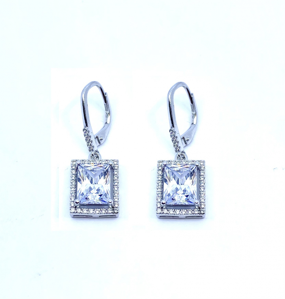 Boucles d'oreilles pour femme en argent 925, zircons, crochet - BO287 - Danny's silver