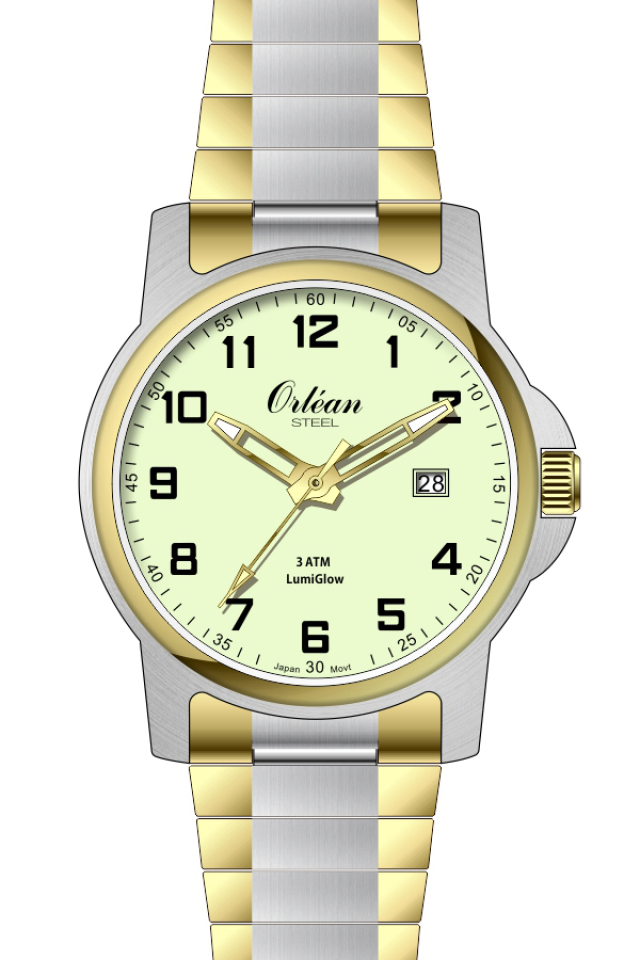 Montre pour homme en stainless, bracelet élastique, 3ATM, lumière - ME3192 - Orléan