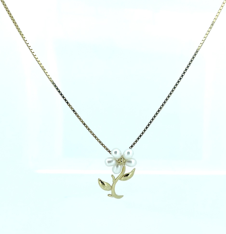 Pendentif pour femme en or 10k, perles, fleur - PD525 - Divers