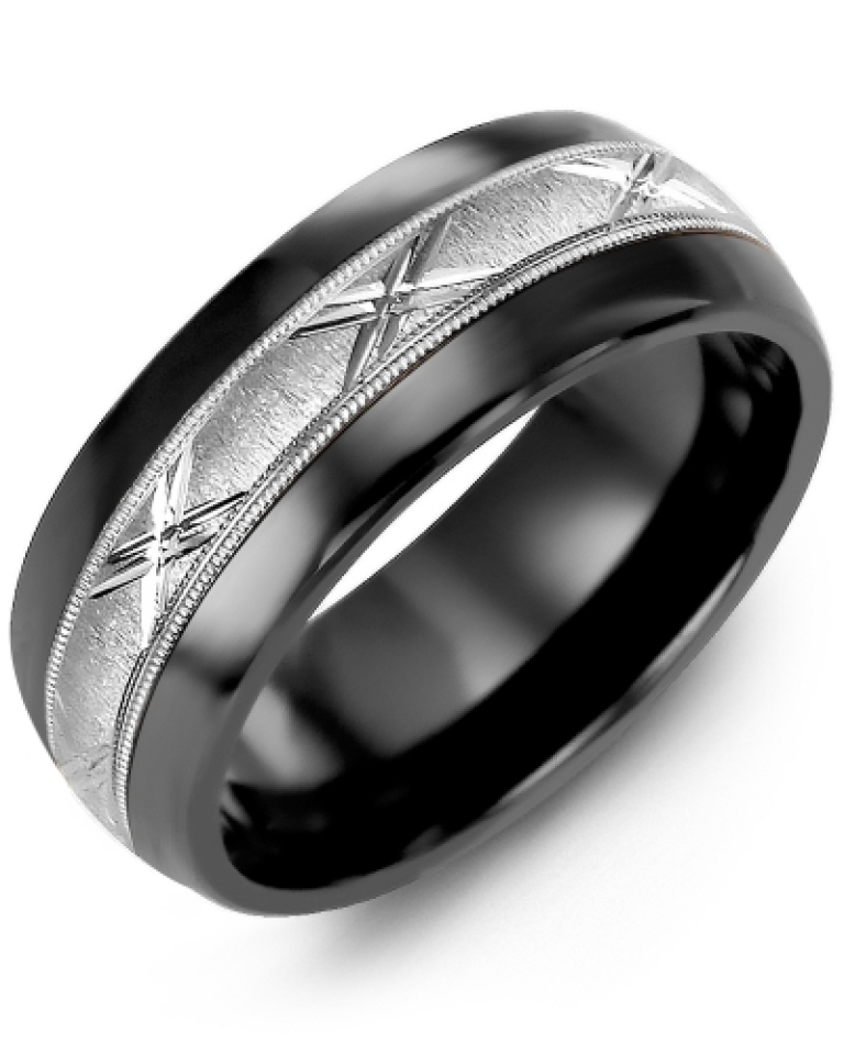 Bague pour homme en or 10k et céramique - MFP810JW - Madani