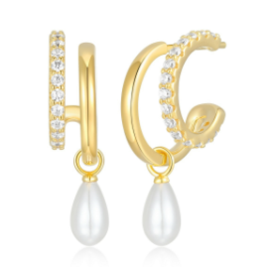 Boucles d'oreilles pour femme en argent 925, cubic zirconium, perle