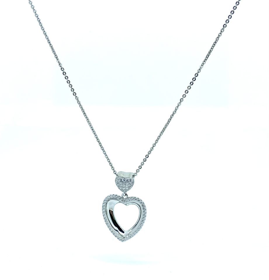 Pendentif pour femme en argent 925. cubic zirconium, coeur - PD400 - Divers