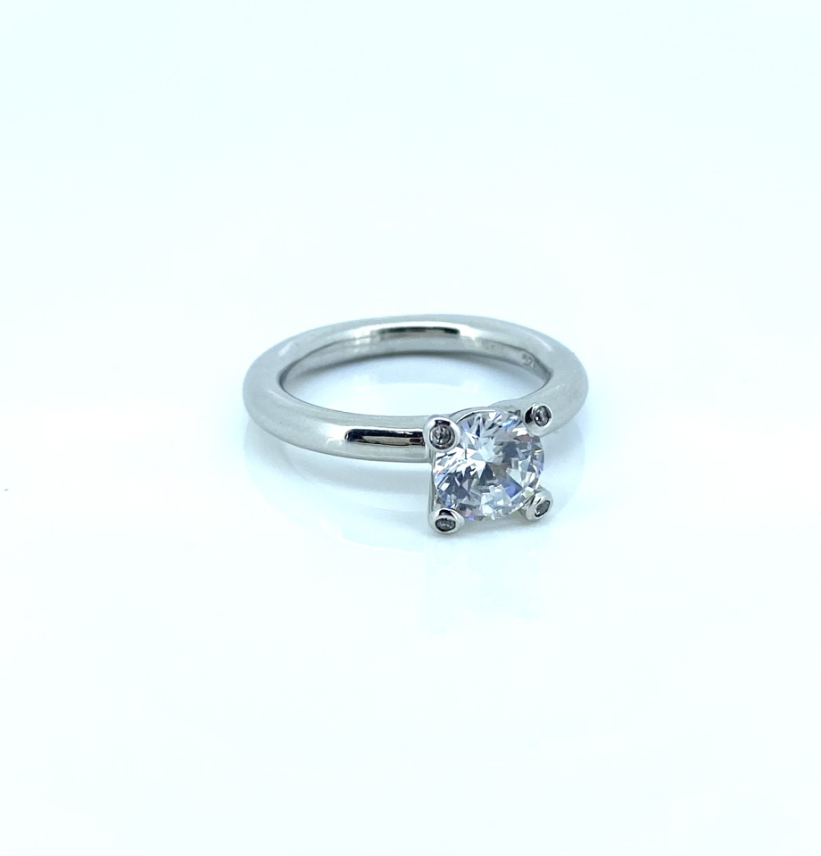 Bague solitaire pour femme en argent 925, cubic zirconium - ESR5003-7.5 - Ethan Stars