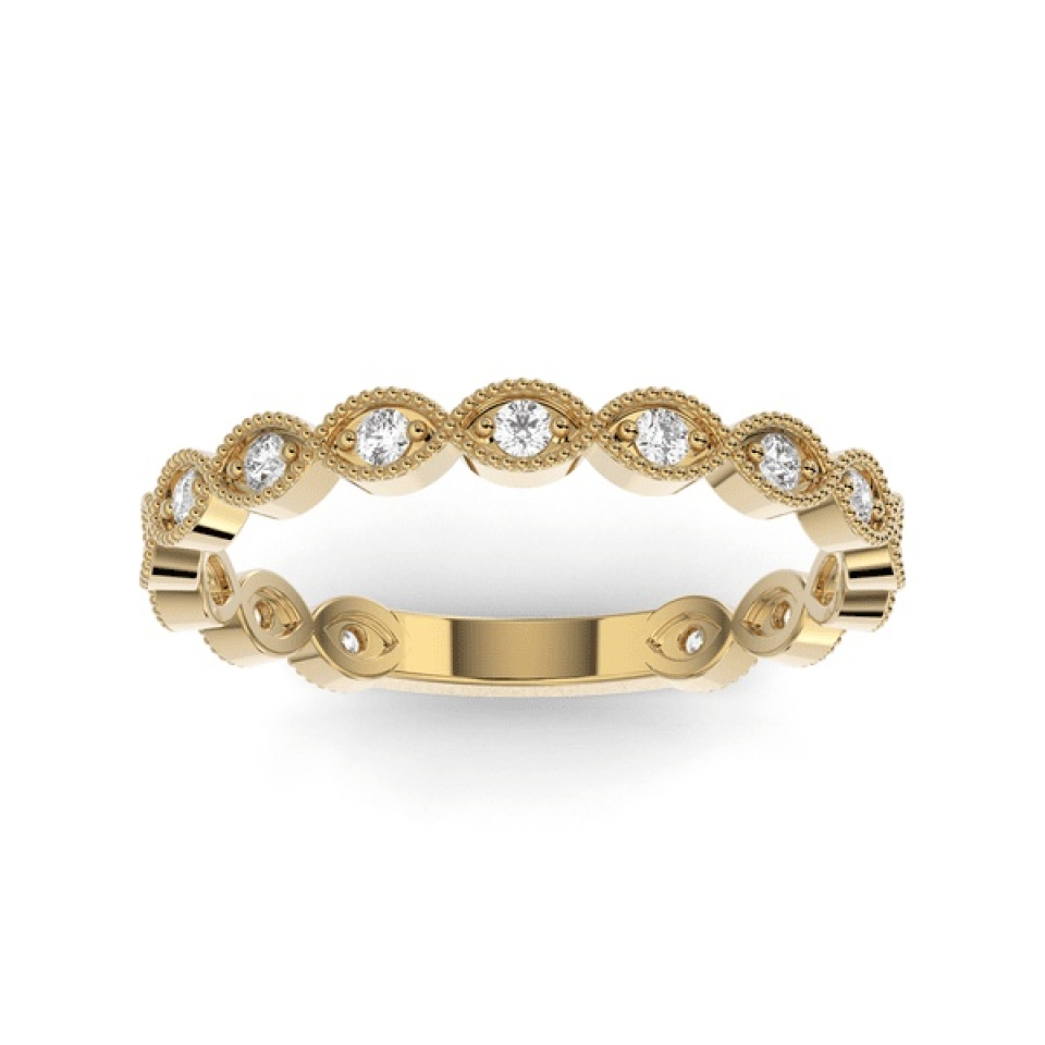 Jonc pour femme en or 14k, 0.23 carat de diamants I-1 - STB-004Y - MALO