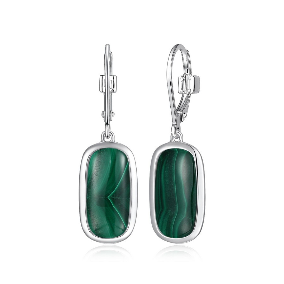 Boucles d'oreilles pour femme en argent 925, malachite - R2LCRY3003 - ELLE