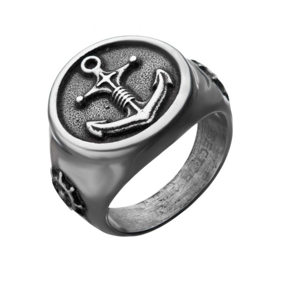 Bague pour homme en stainless, ancre - FR36616-10 - Inox
