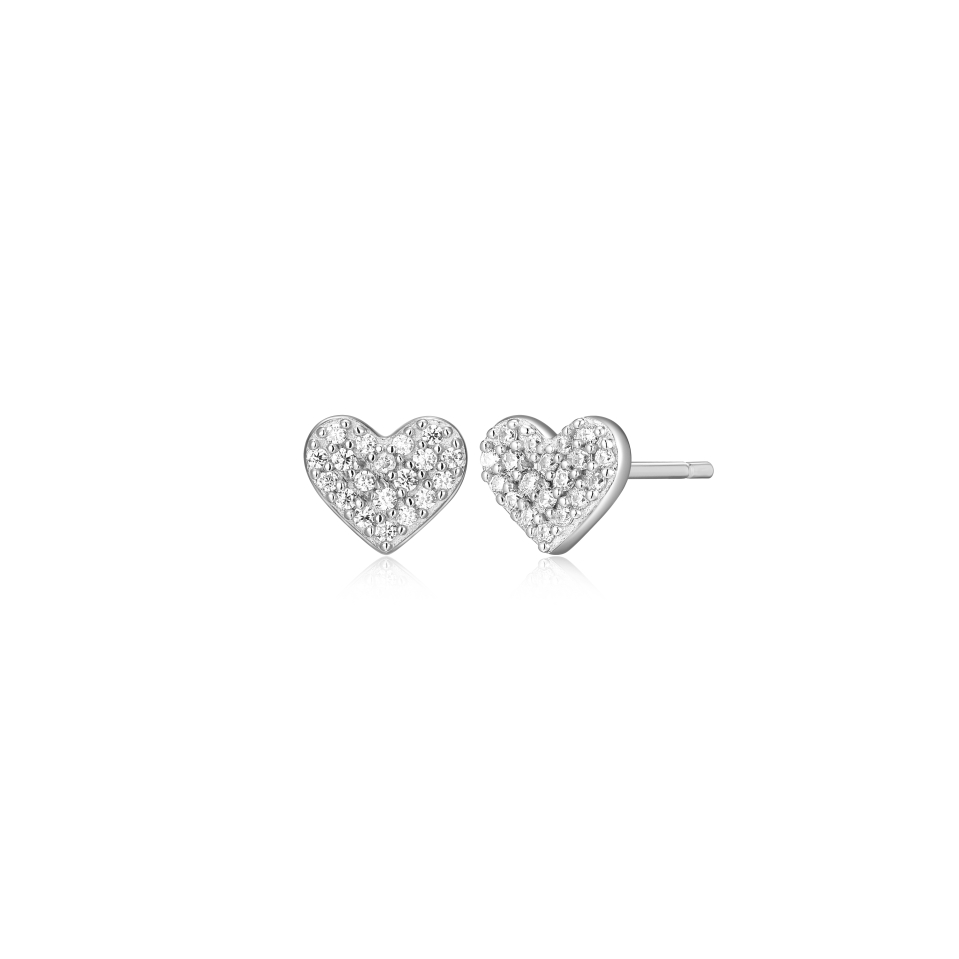 Boucles d'oreilles pour femme en argent 925, 0.124 carat de diamants laboratoires, coeurs - R2ARM0KH00 - M by Monte Luna