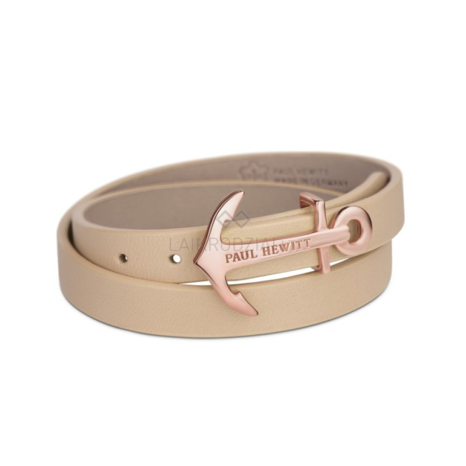 Bracelet double pour femme en stainless et cuir, ancre